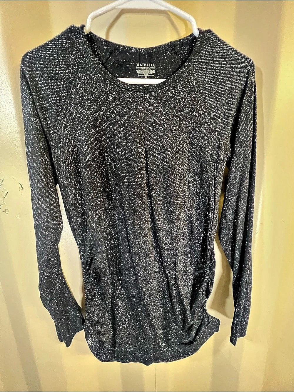 Athleta Speedlight Glow Sparkle Long Sleeve Top Black Medium
